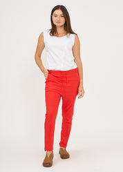 Basic pants with drawstring and diagonal pockets red