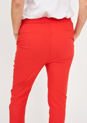 Basic pants with drawstring and diagonal pockets red