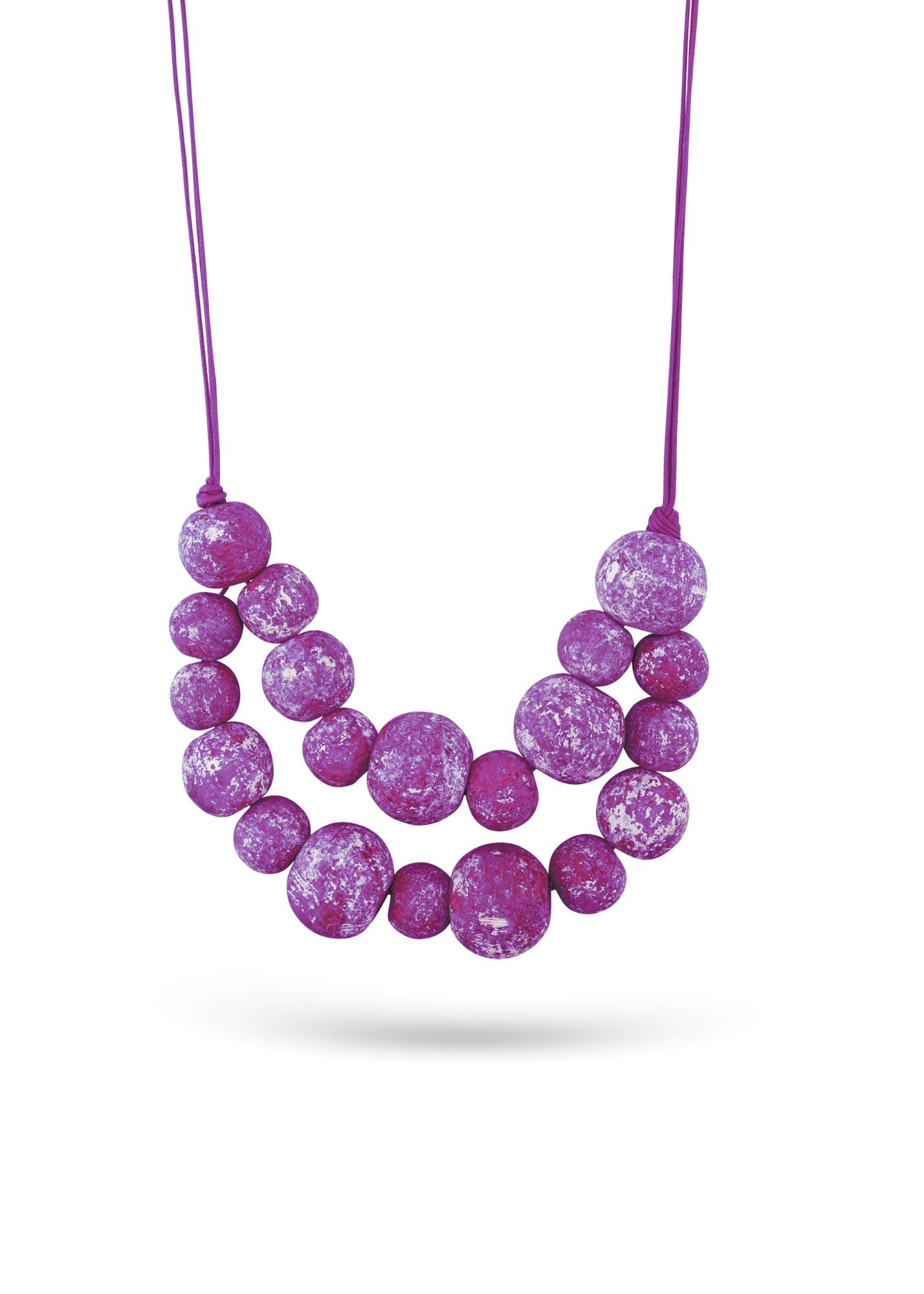 Necklace of purple mango wood beads