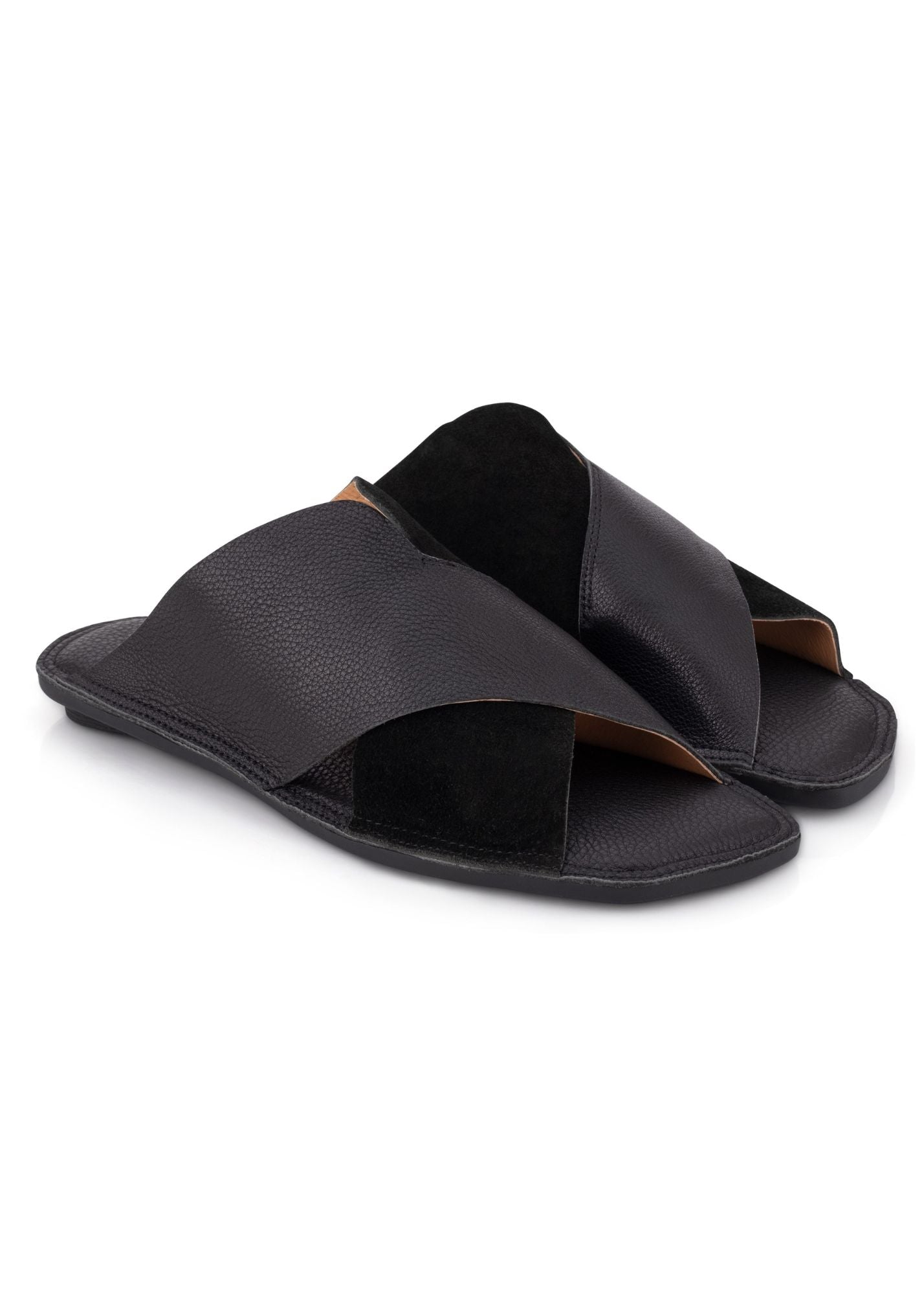 Soft leather flip flop X top black