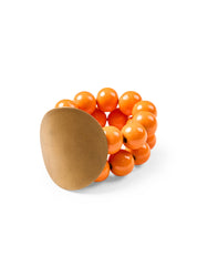 Bracelet with wooden beads and a disc, orange, 99,