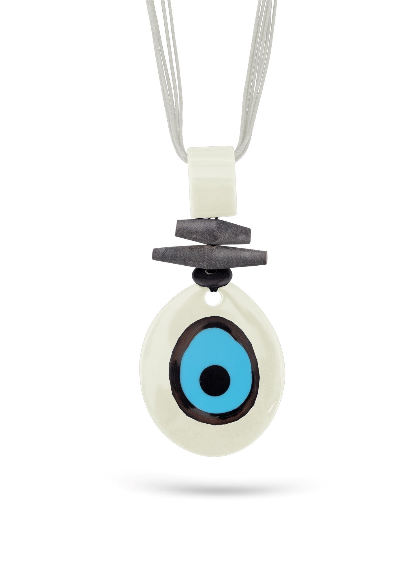 White resin eye oval necklace