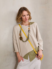 Mustard horn button necklace