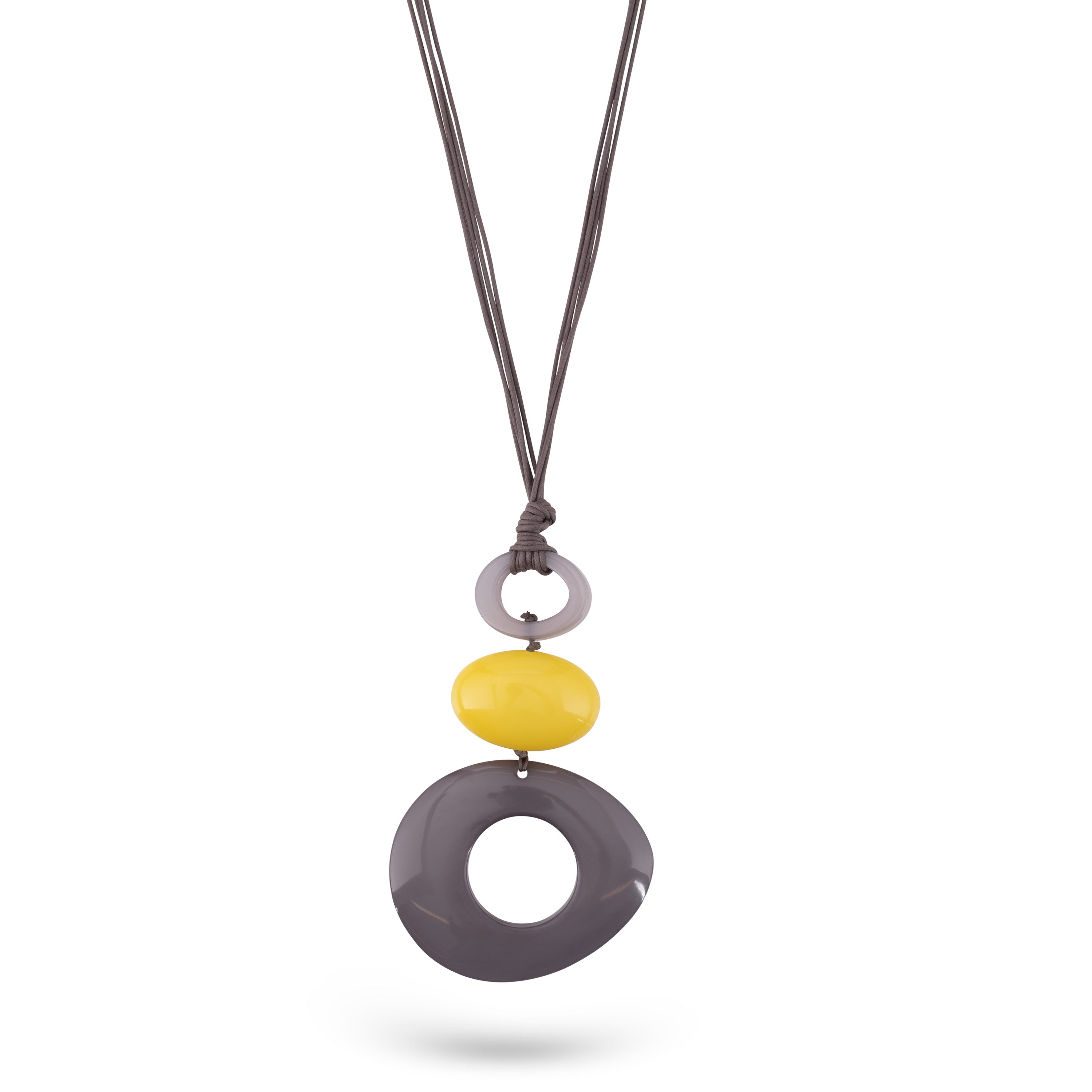 Resin necklace three circles gray