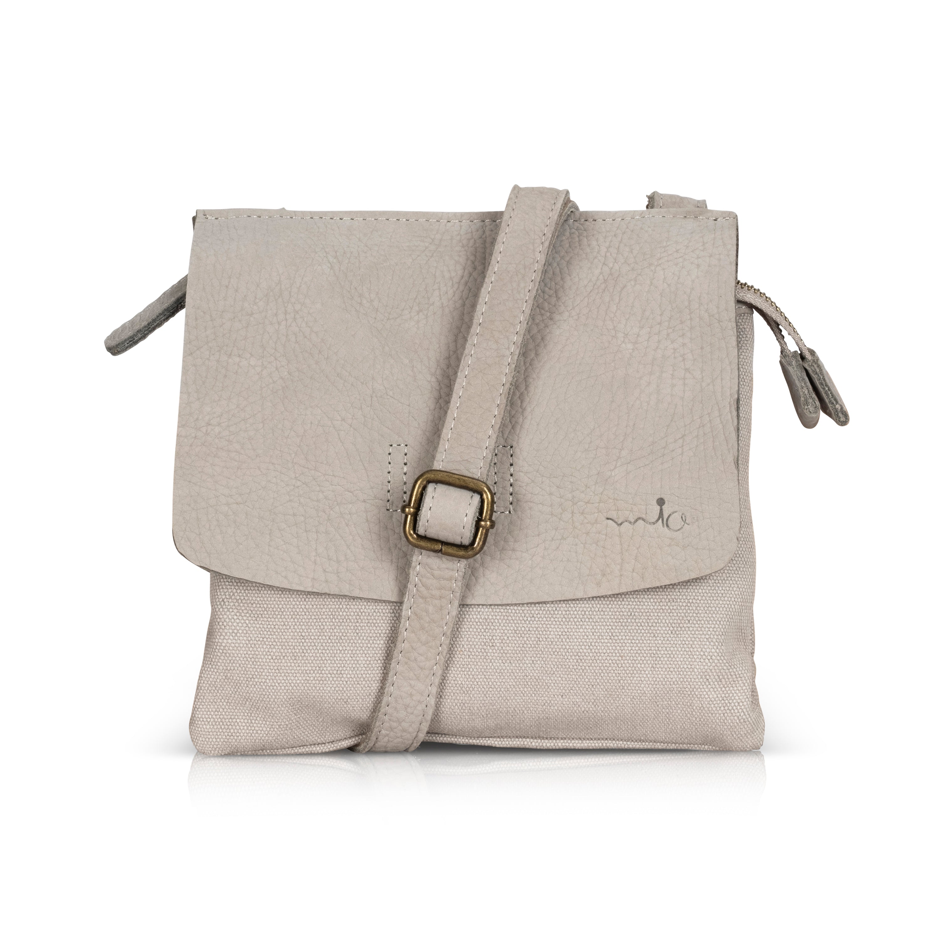 Square bag, patchy canvas, clafa leather, gray wash