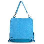 Blue Leather Clasp Back Canvas Bag