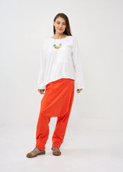 Orange high waist baggy pants