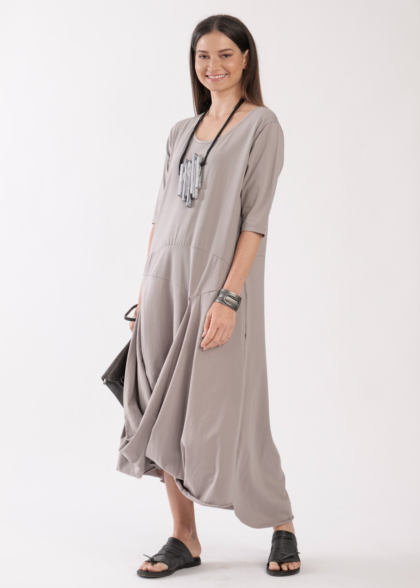 Gray front wrap maxi dress