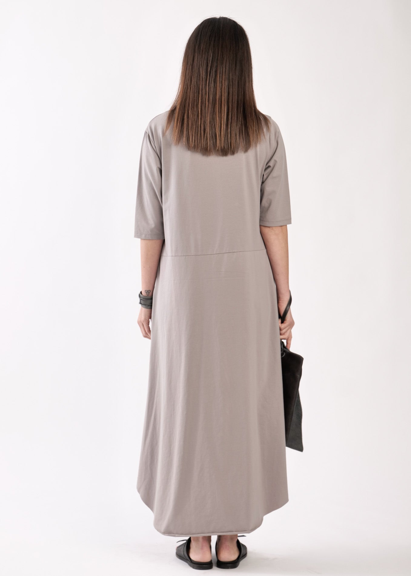 Gray front wrap maxi dress