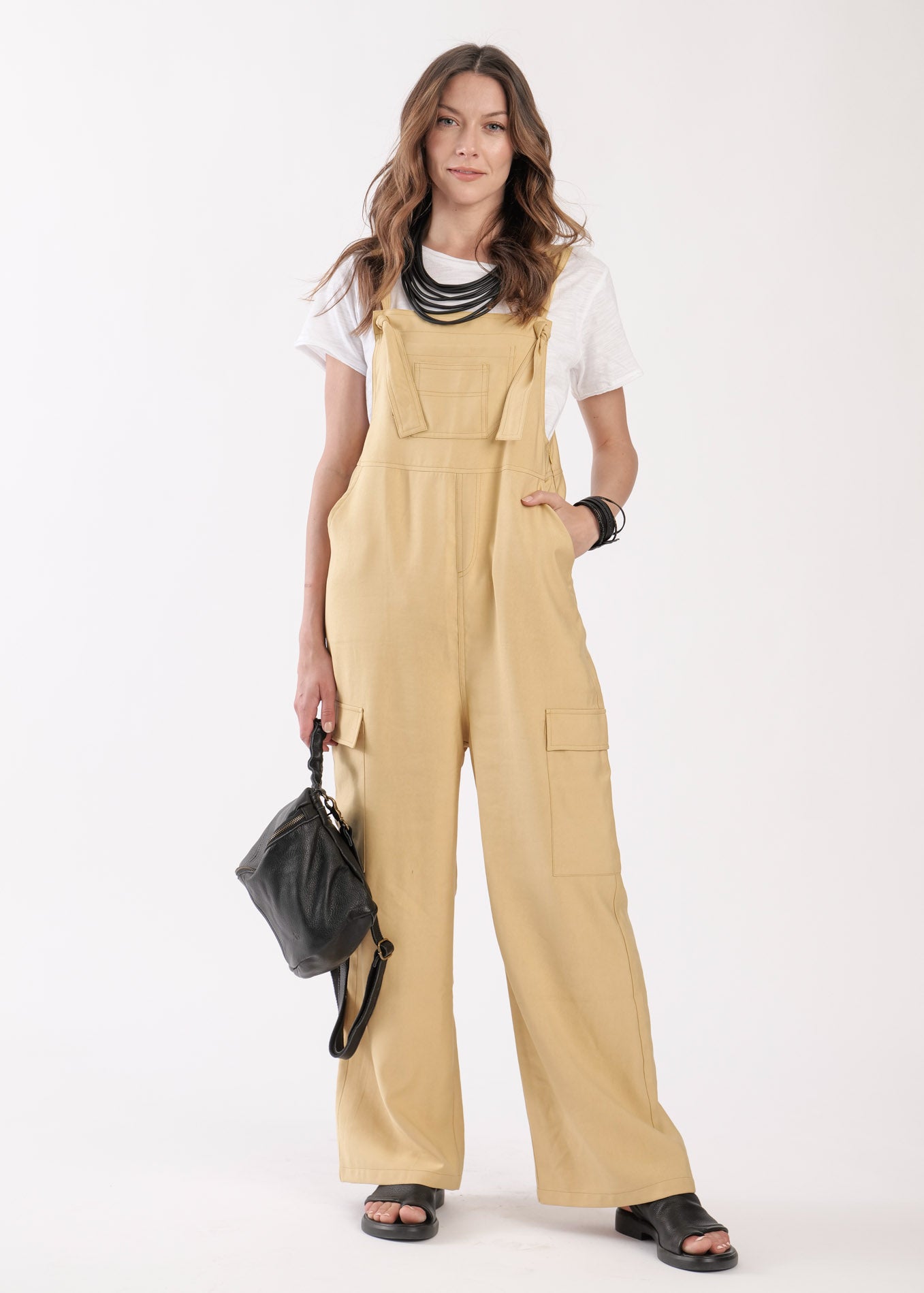 "Overall model H with tying straps" Mustard