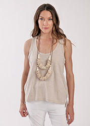 Basic straight bottom tank top beige