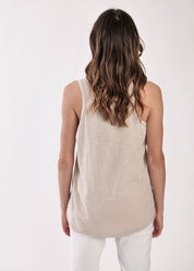 Basic straight bottom tank top beige