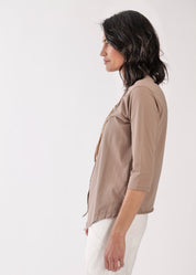 Diagonal sewing ends 3/4 sleeve brown