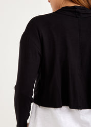 Small t-shirt top with black long sleeves