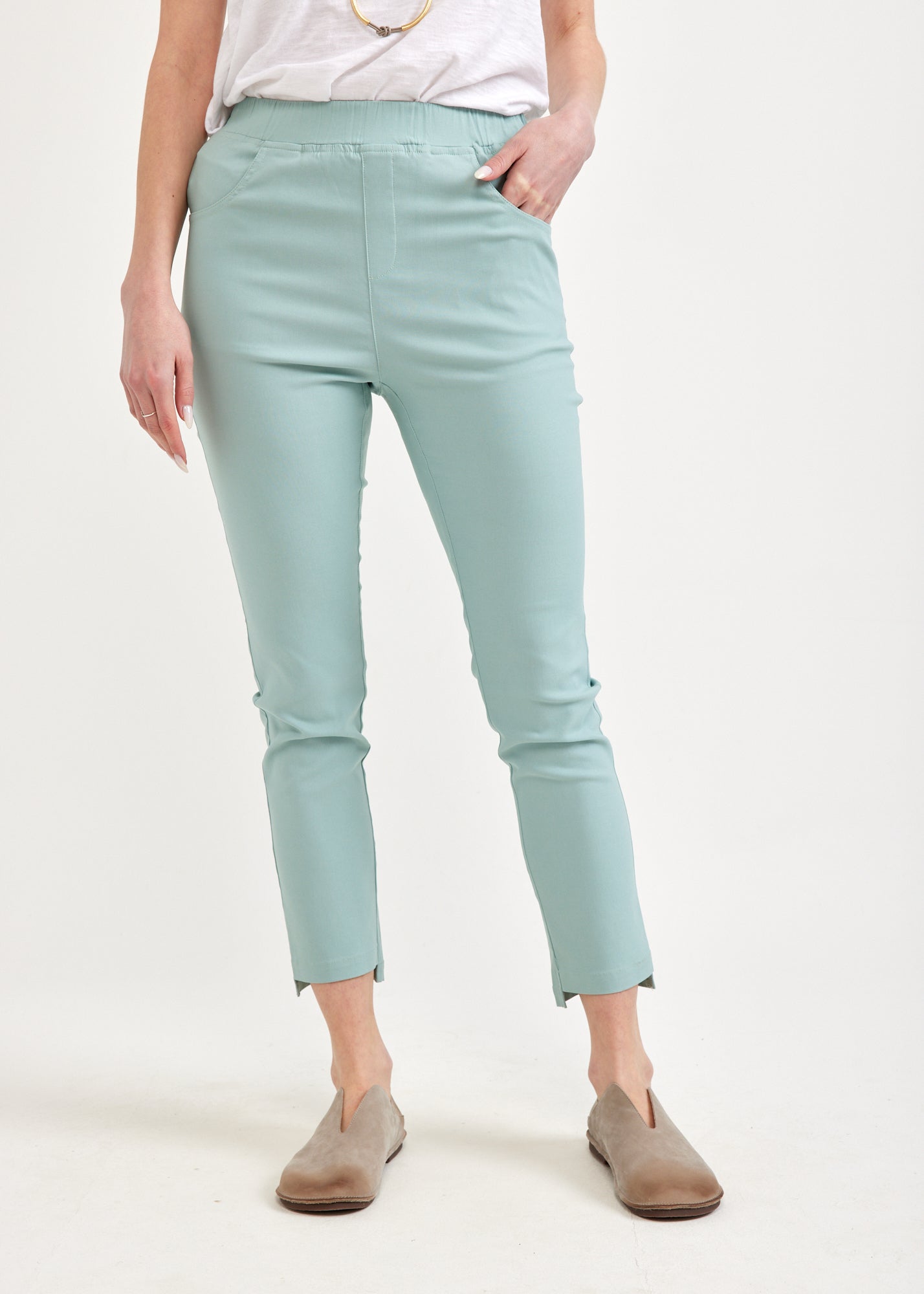 Light blue rubber top tight pants