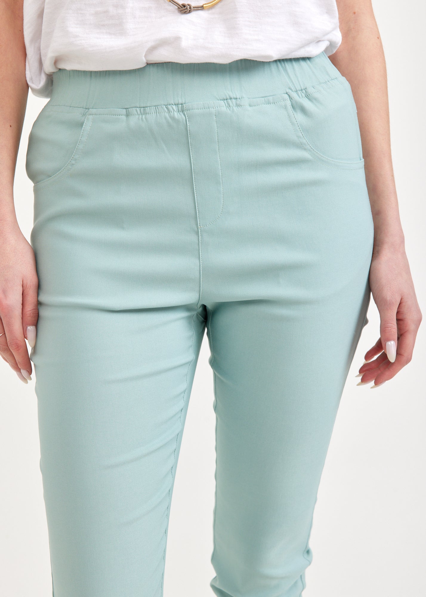 Light blue rubber top tight pants