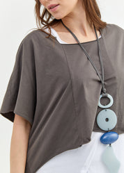 Gray pleated front short shirt