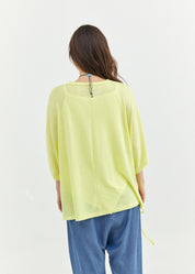 Short sleeve linen slav shirt with yellow drawstring