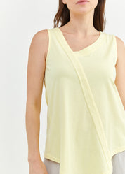 Asymmetric key yellow triangle ending tank top