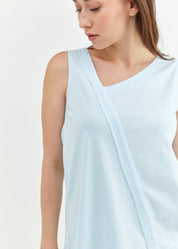 Light blue asymmetric key triangle ending tank top