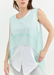 Blue medium cut mesh tank top