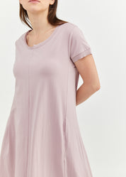 Purple rib combination short sleeve dress