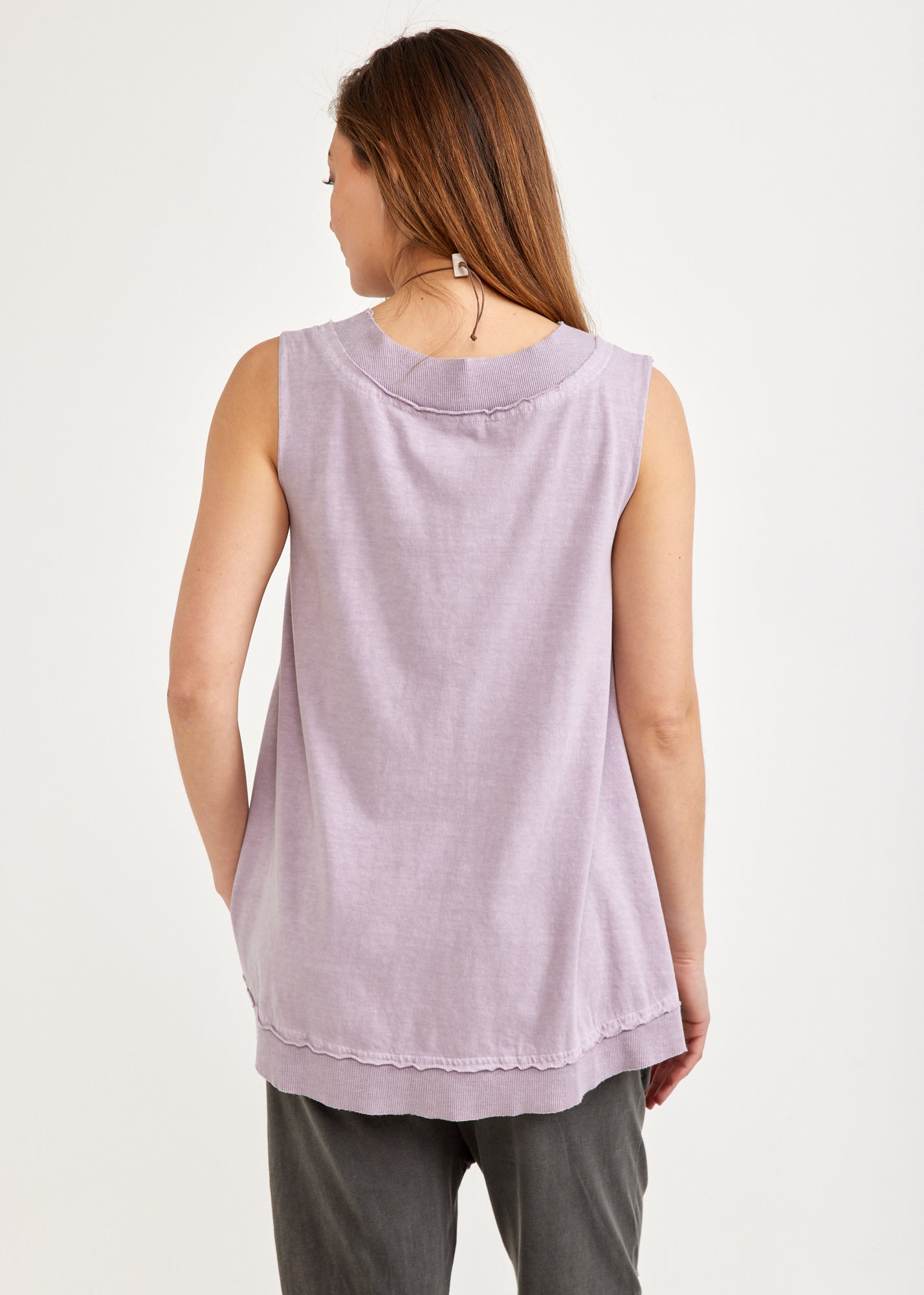 Pink rib combination tank top 