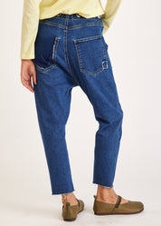 Boy jeans with drawstring waist blue wash