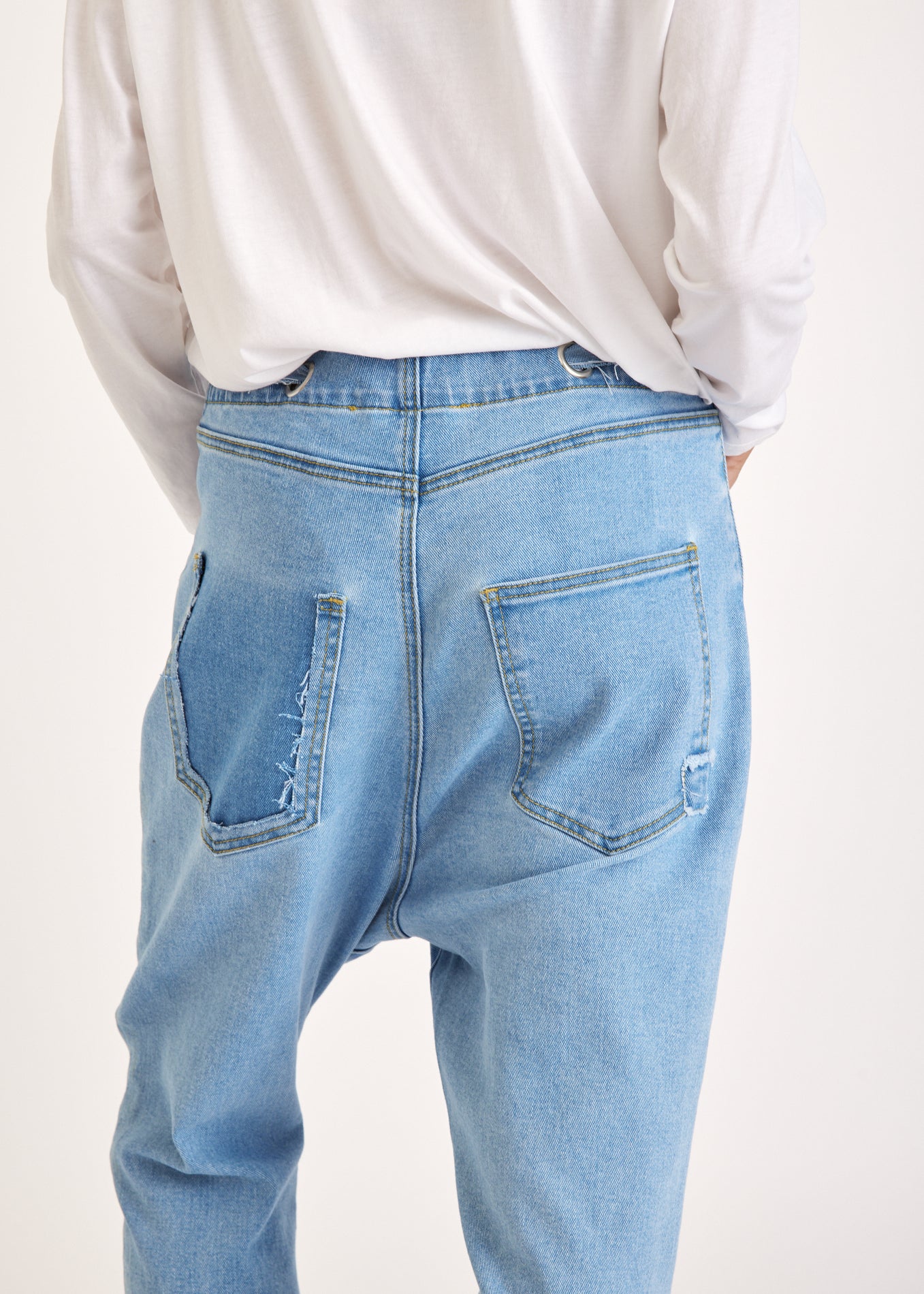 Boy jeans with drawstring waist light blue wash