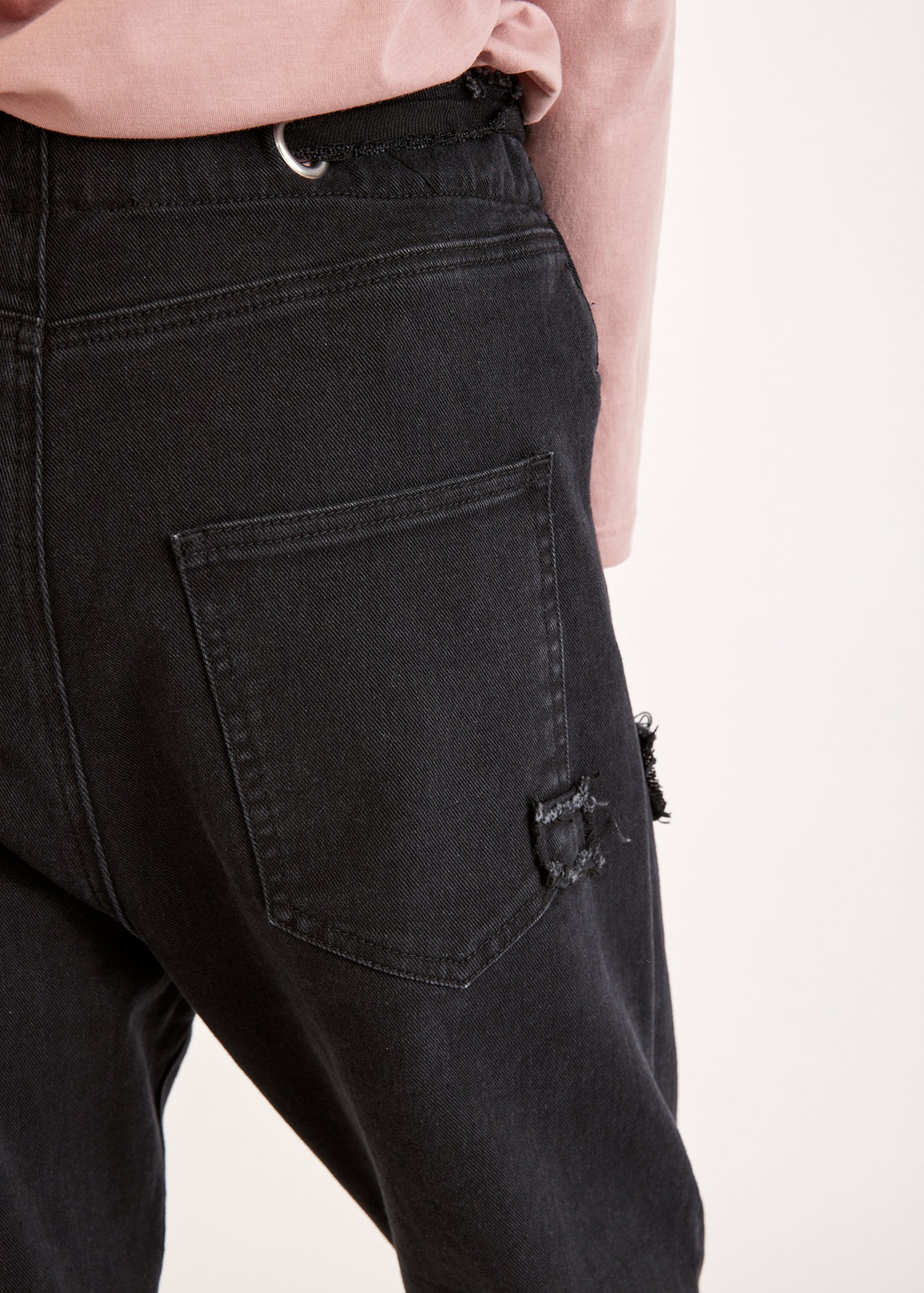 Boy jeans with drawstring waist black wash