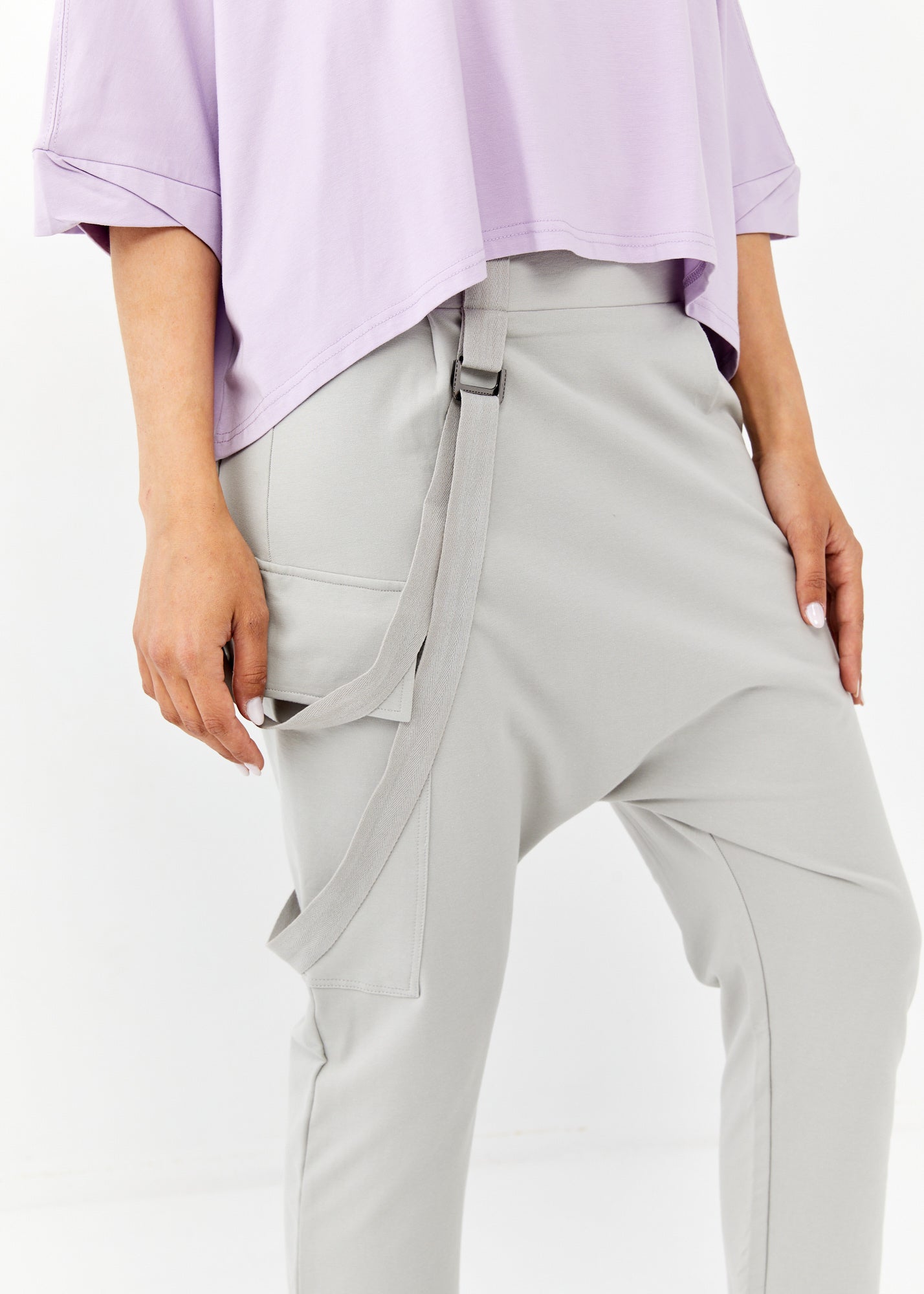 Gray asymmetric leeks long pants