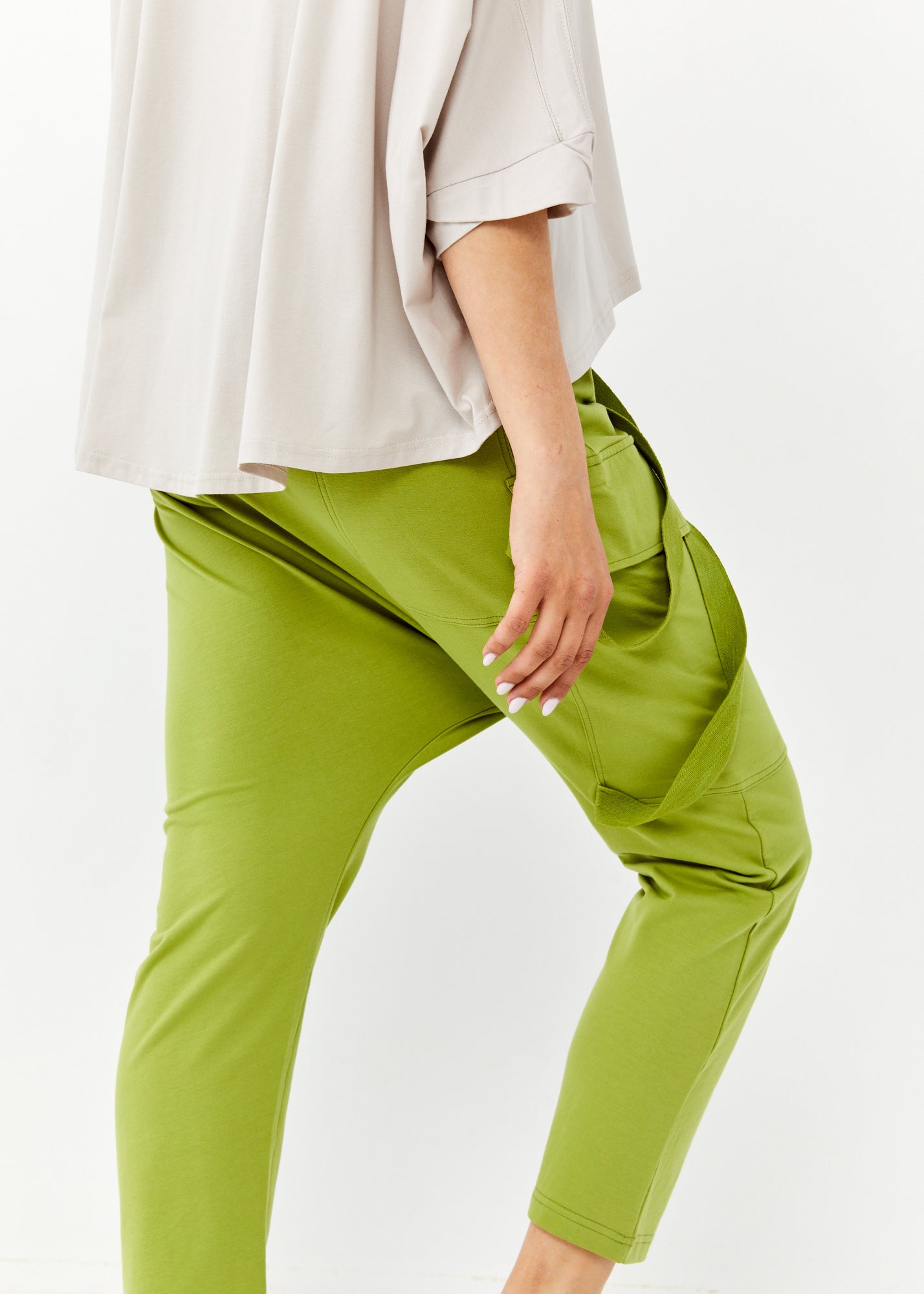 Green asymmetric long pants