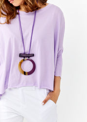 Purple 3/4 sleeve shirt with reverse sleeves