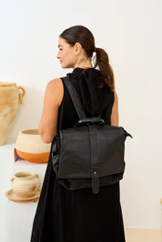 Gray Leather Clafa Canvas Backpack