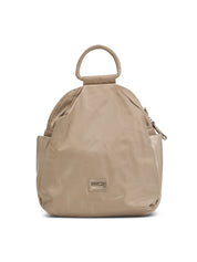 Nylon backpack combined with stone leather