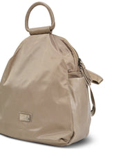 Nylon backpack combined with stone leather