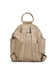 Nylon backpack combined with stone leather