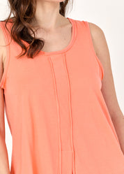 Asymmetric tank top stripe in the middle orange