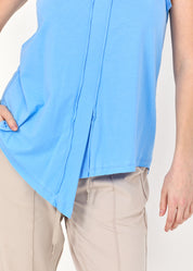 Asymmetric tank top with a stripe in the middle, light blue