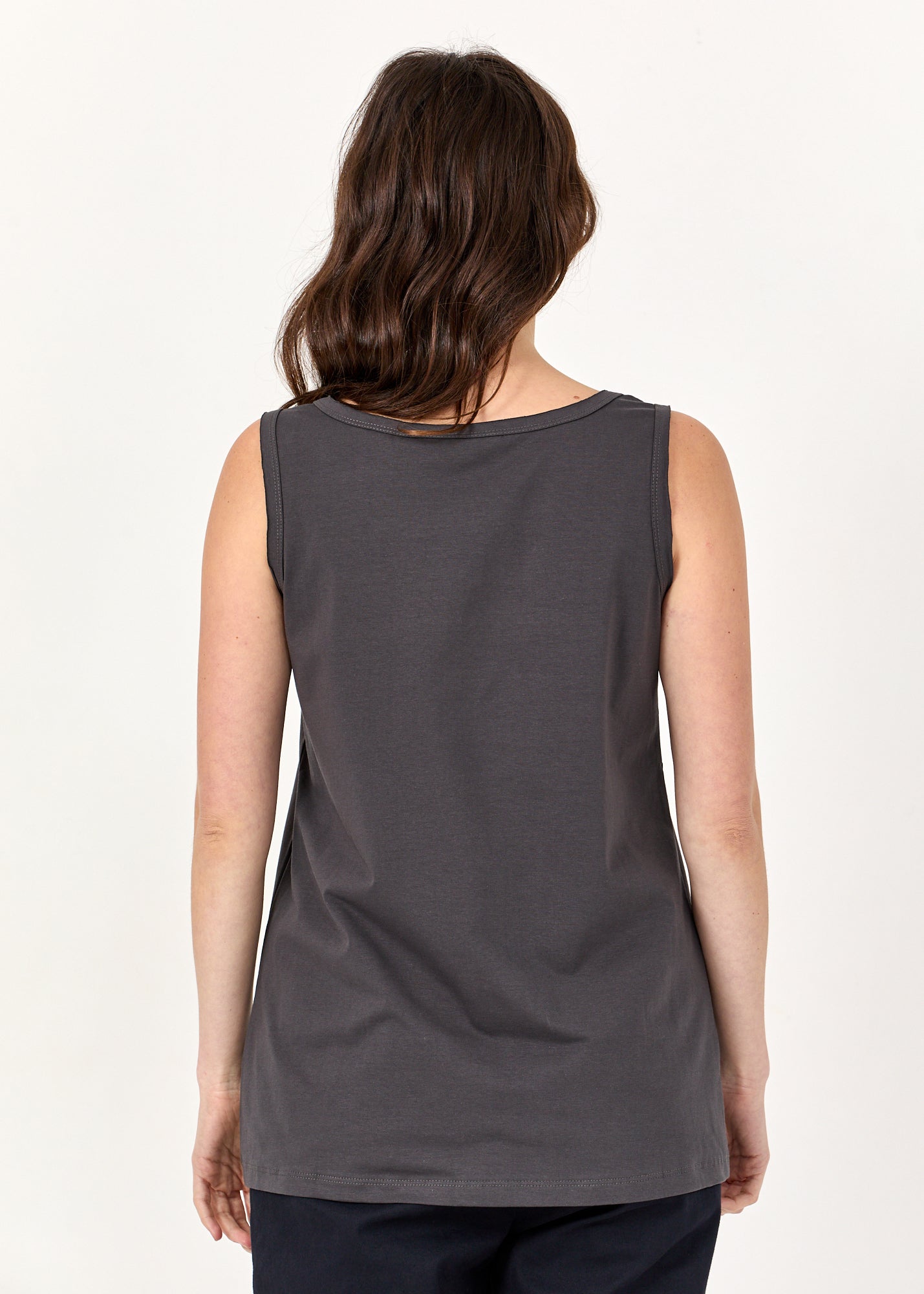 Dark gray ripped down tank top