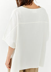 White oversized asymmetric buttoned shirt