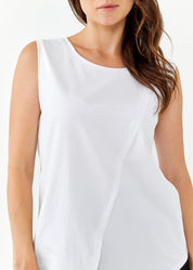 White lace-up diagonal stitching tank top