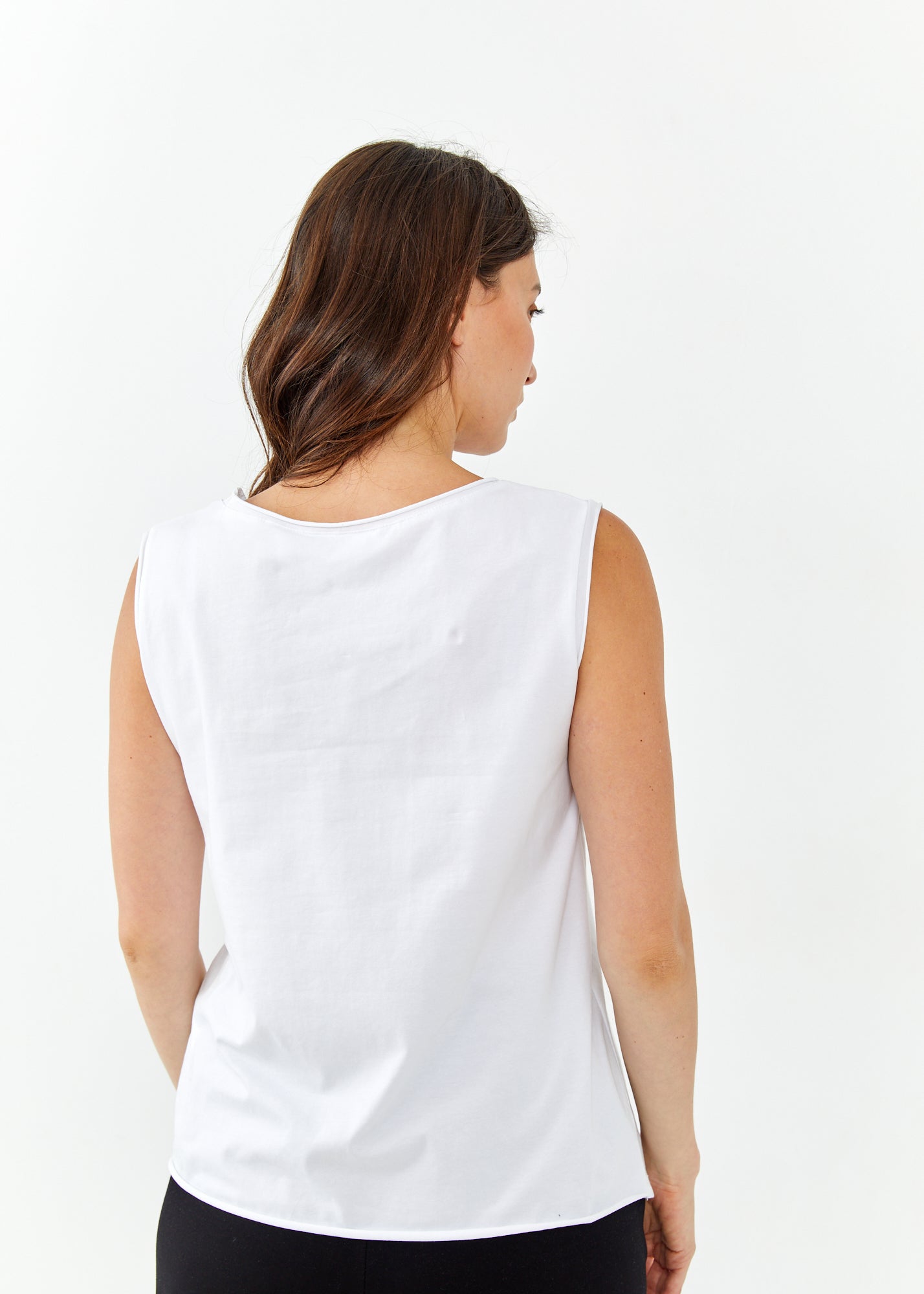 White lace-up diagonal stitching tank top