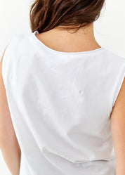 White lace-up diagonal stitching tank top