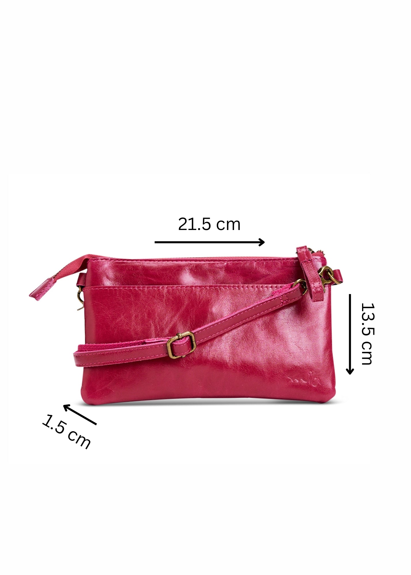 Large fuchsia pink square leather wallet