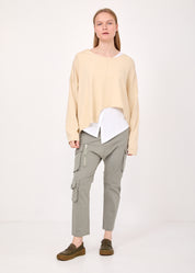 Stone asymmetric extension knit