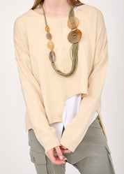 Stone asymmetric extension knit