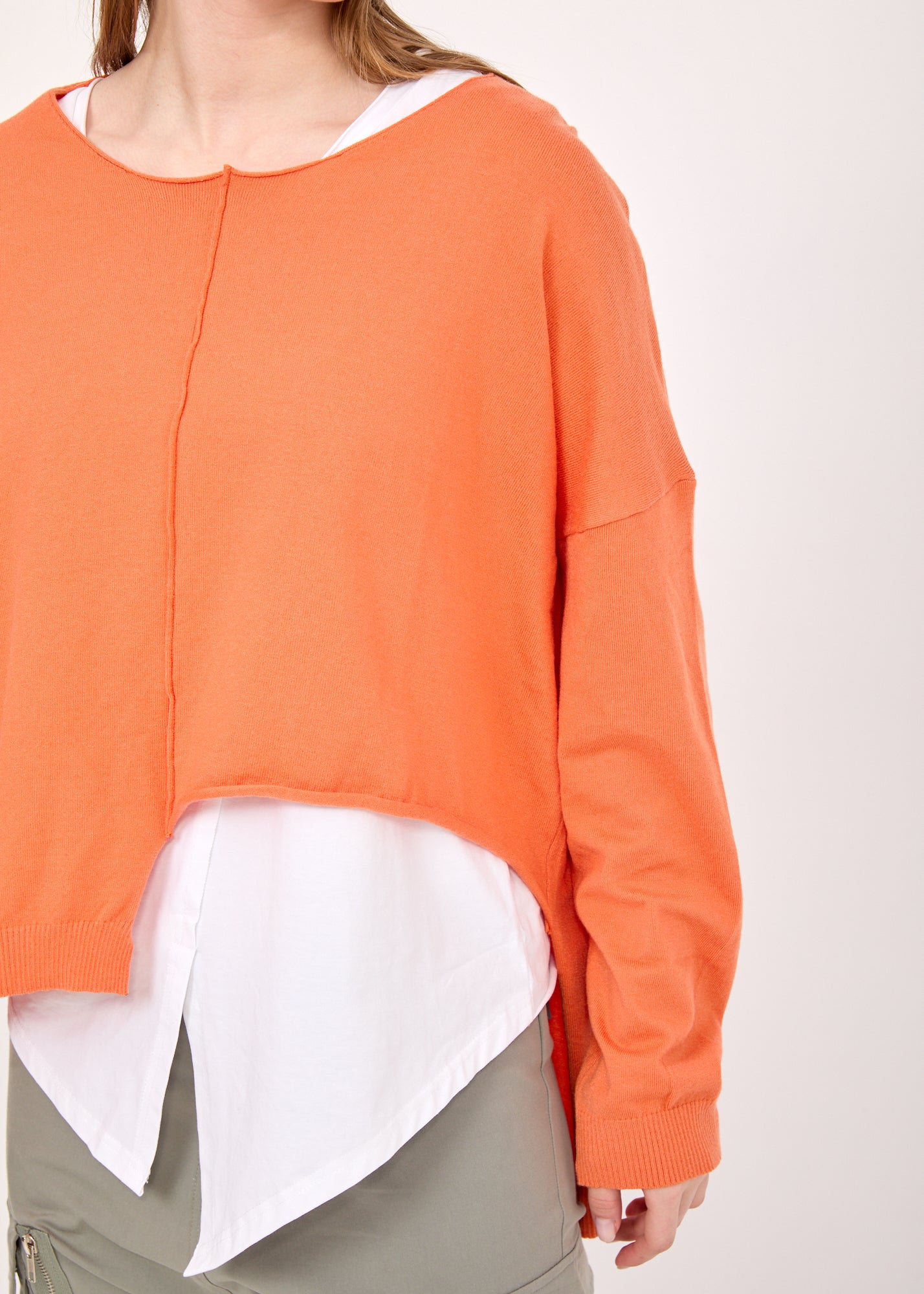 Orange asymmetric extension knit