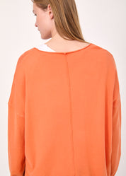 Orange asymmetric extension knit