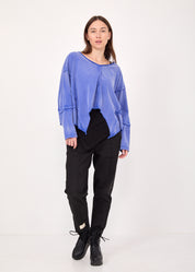 Blue wash cut long sleeve shirt